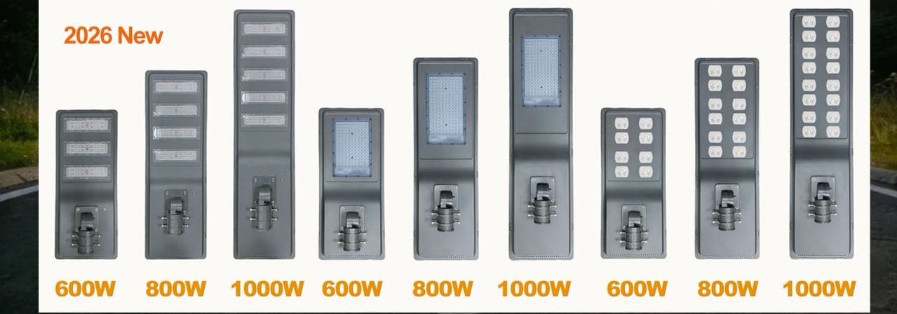 Modelos de luminaria solar todo-en-uno disponibles en 600W, 800W y 1000W